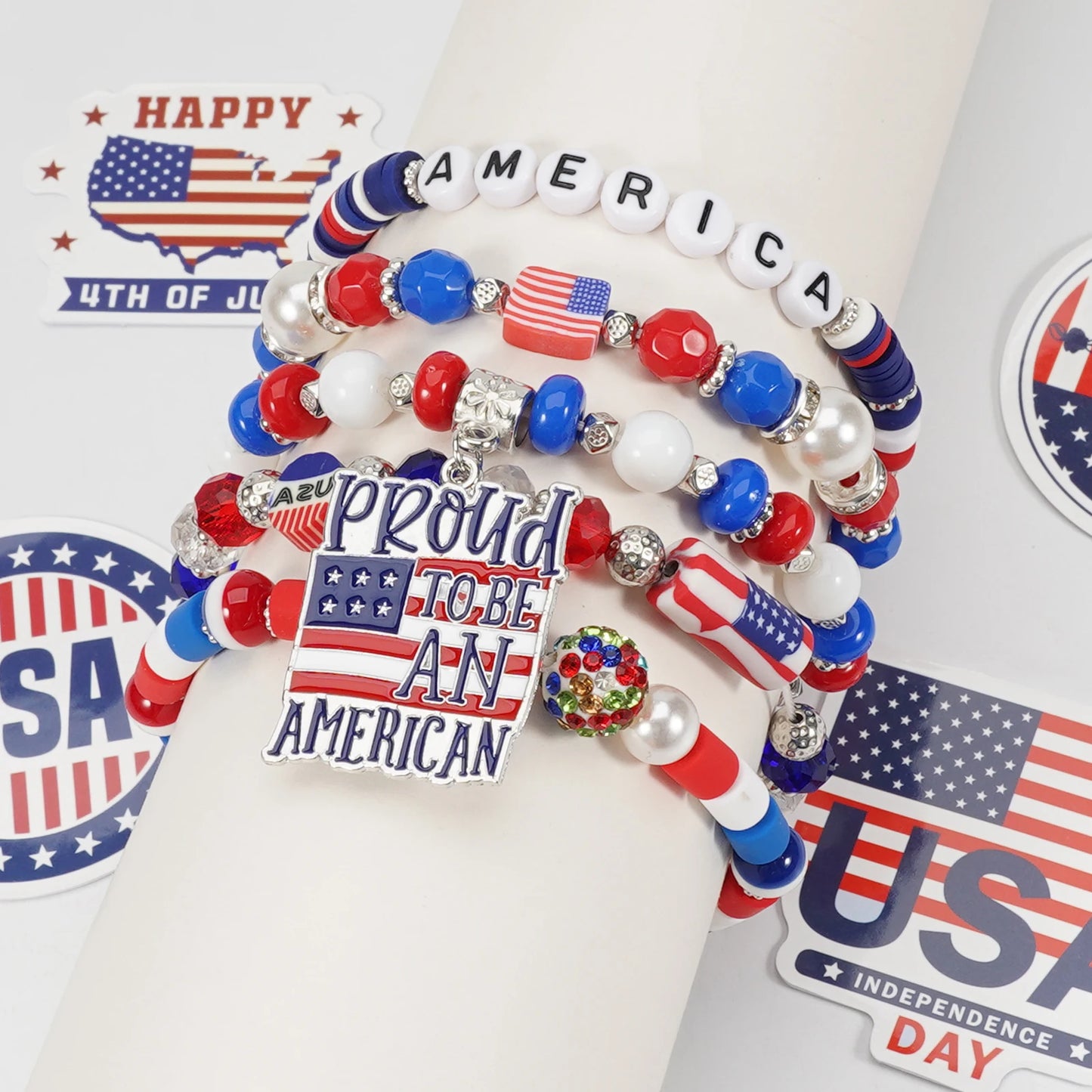 4th of July Bead Bracelet
