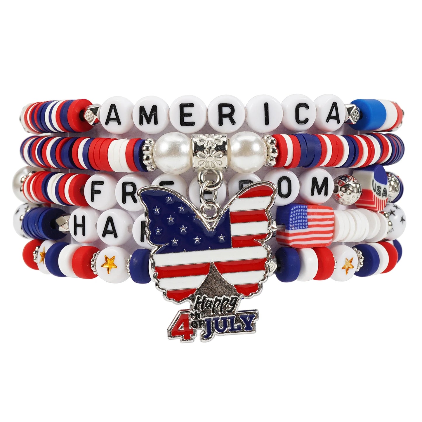 4th of July Bead Bracelet