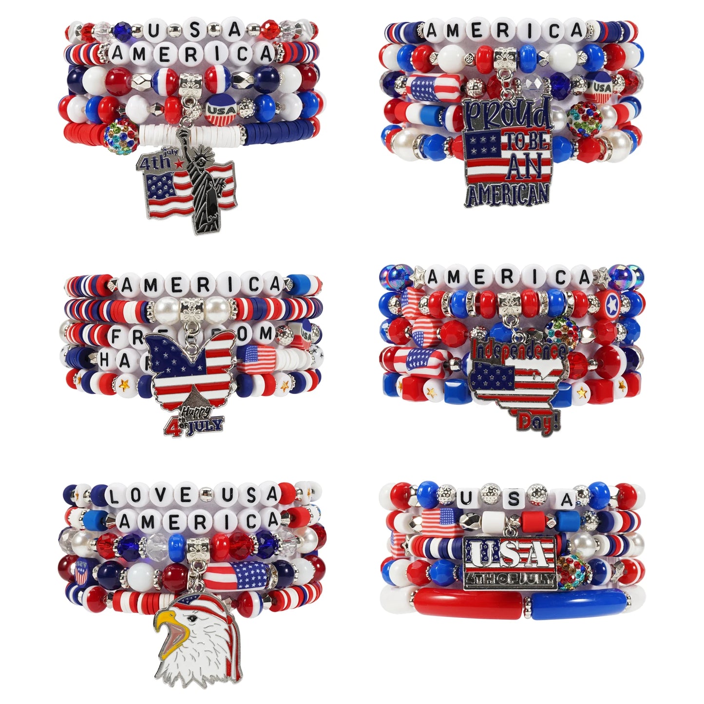 4th of July Bead Bracelet
