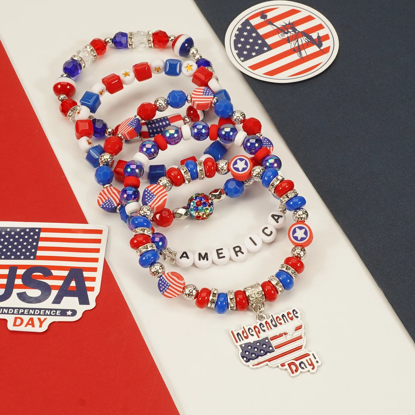 4th of July Bead Bracelet