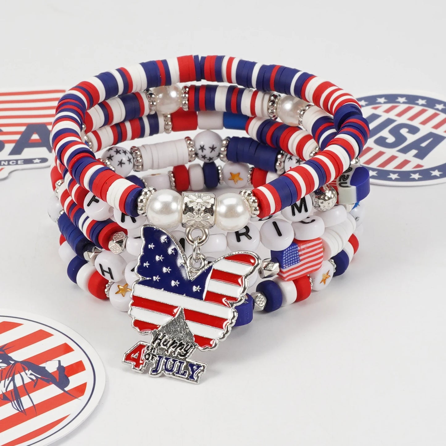 4th of July Bead Bracelet