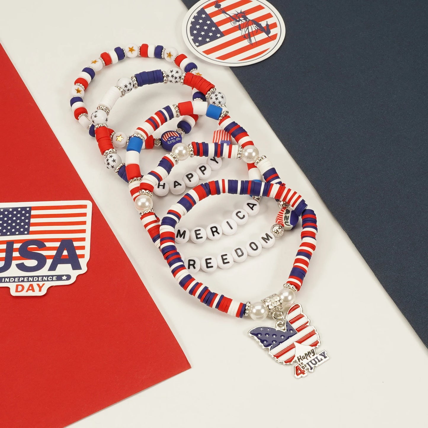4th of July Bead Bracelet