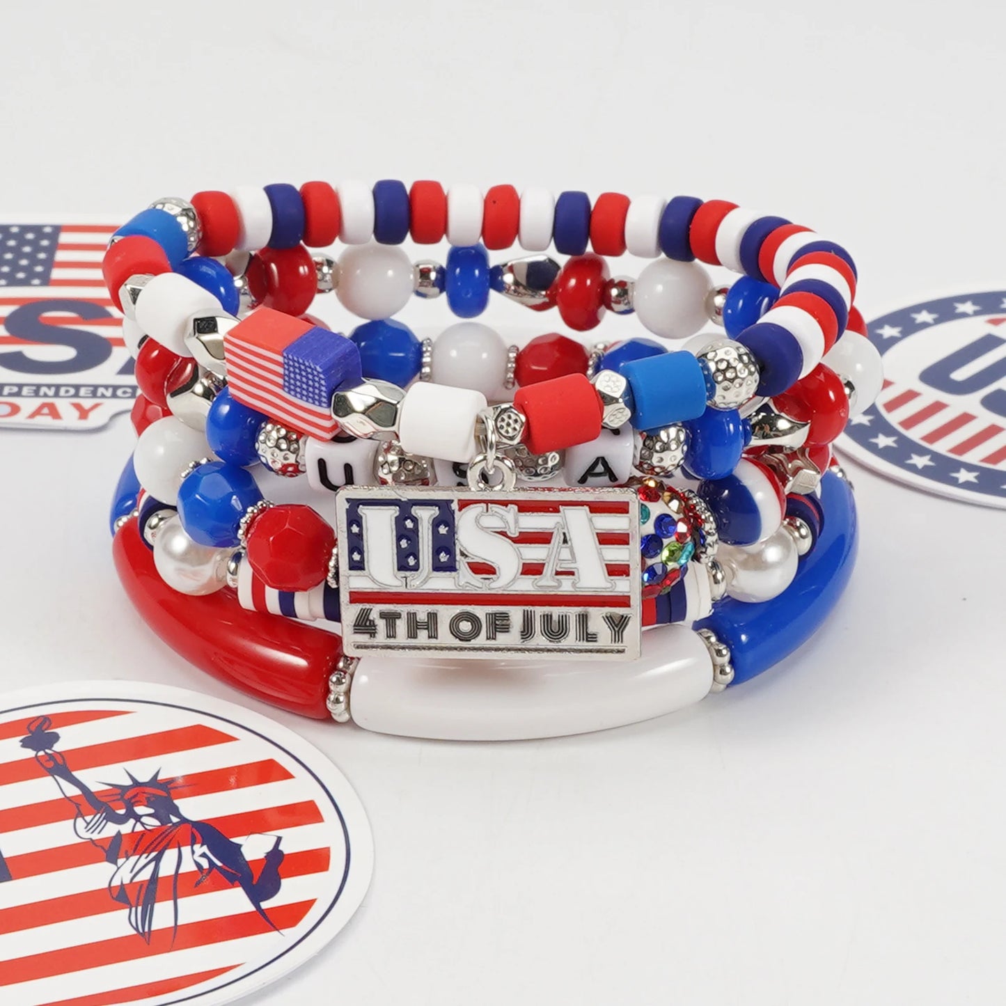 4th of July Bead Bracelet
