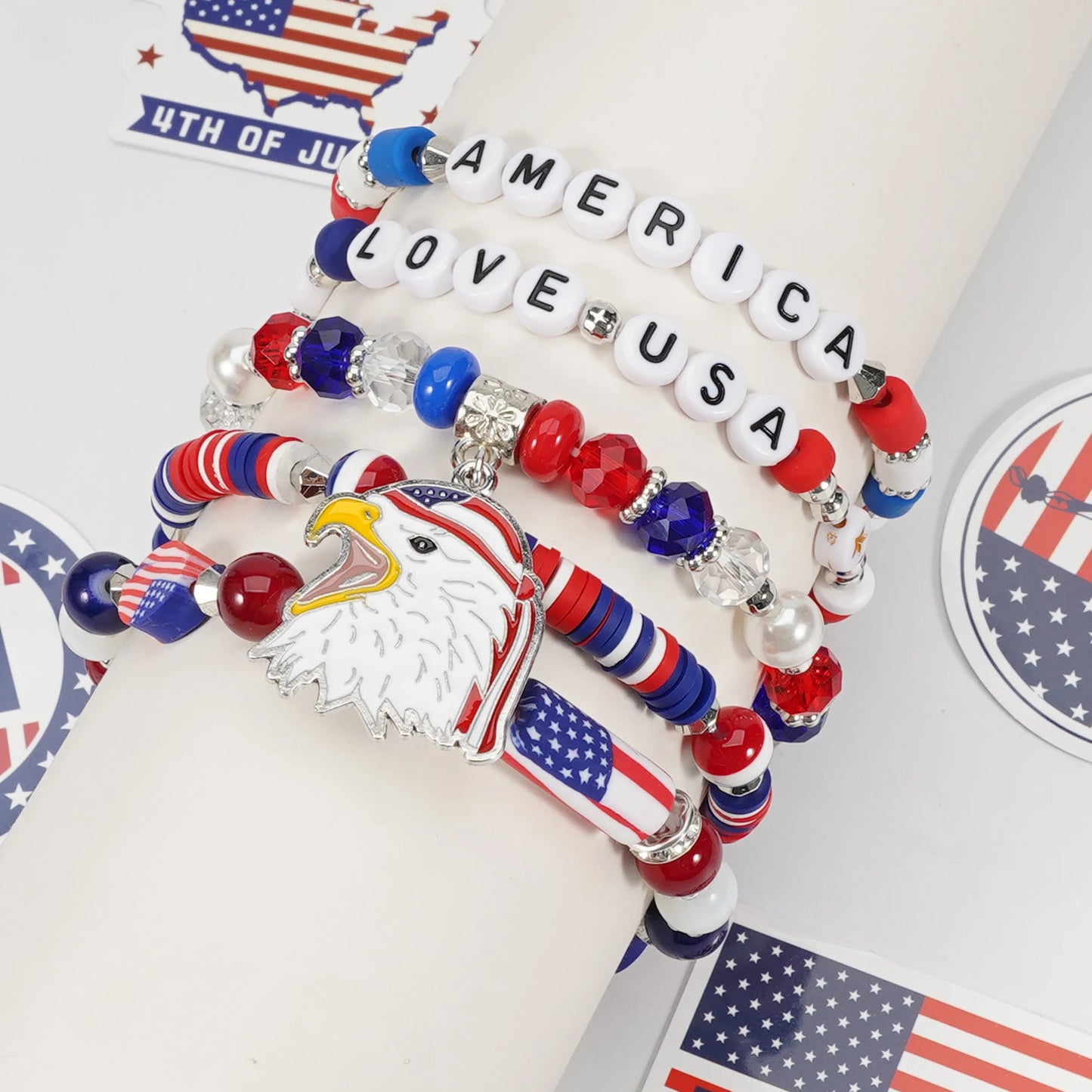 4th of July Bead Bracelet