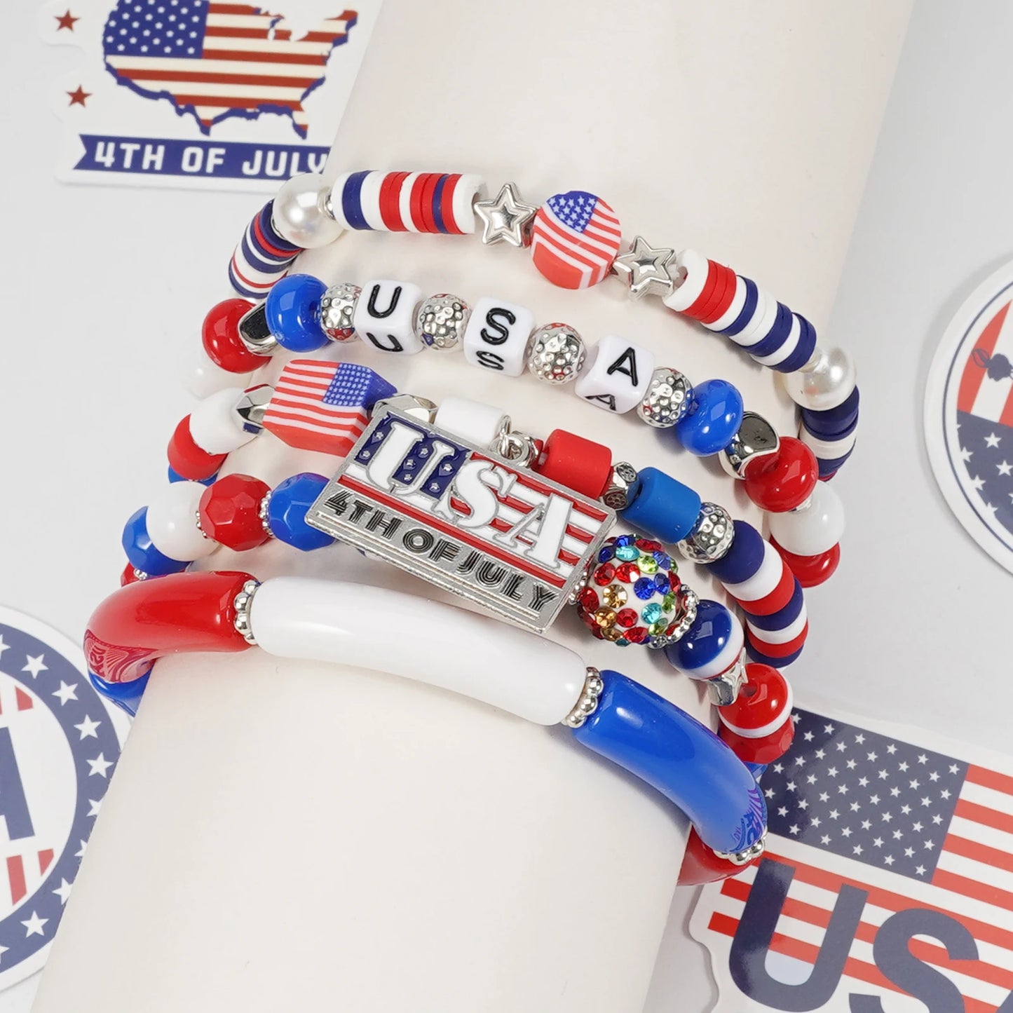 4th of July Bead Bracelet