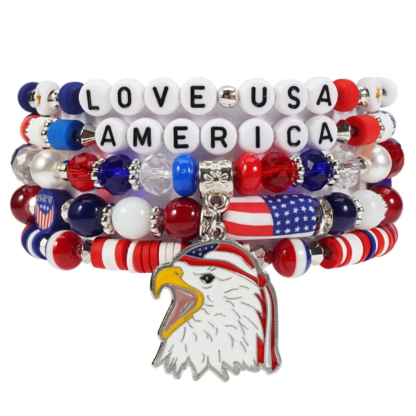 4th of July Bead Bracelet