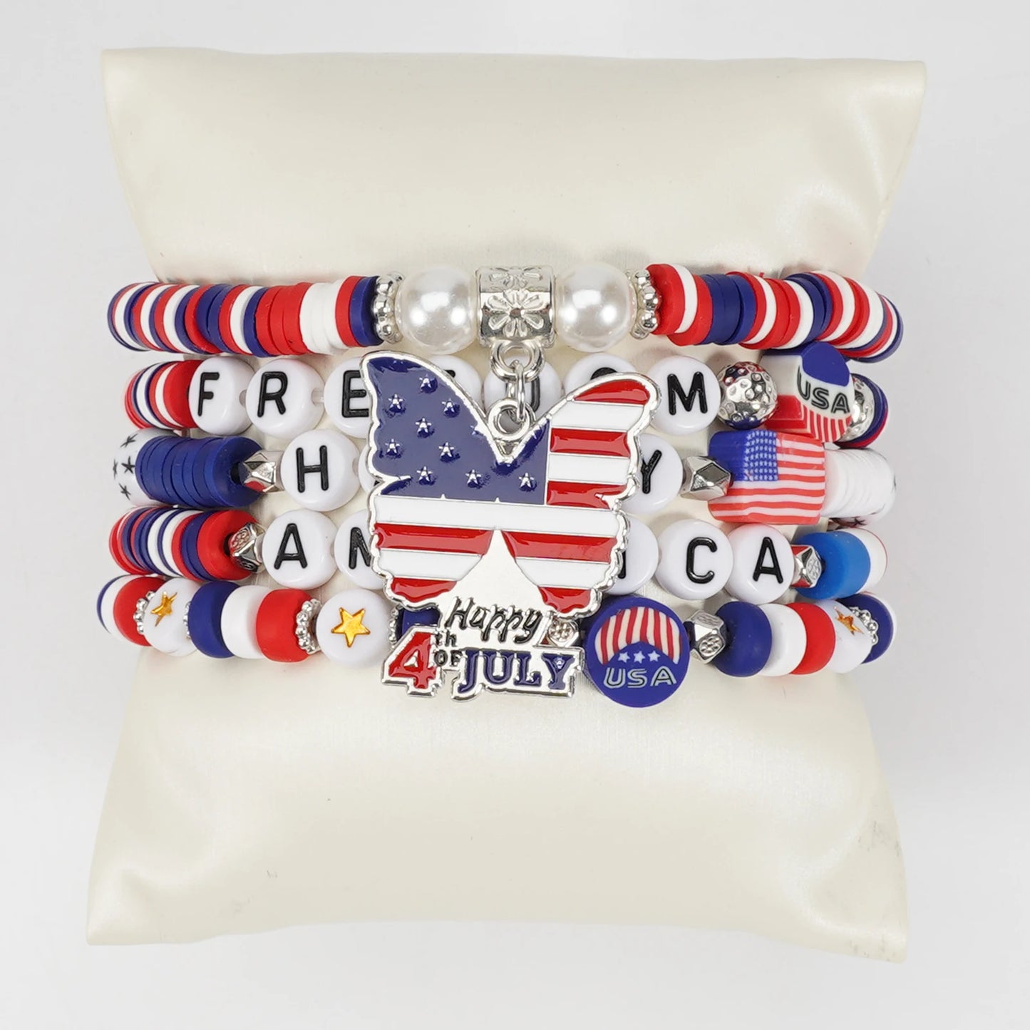 4th of July Bead Bracelet