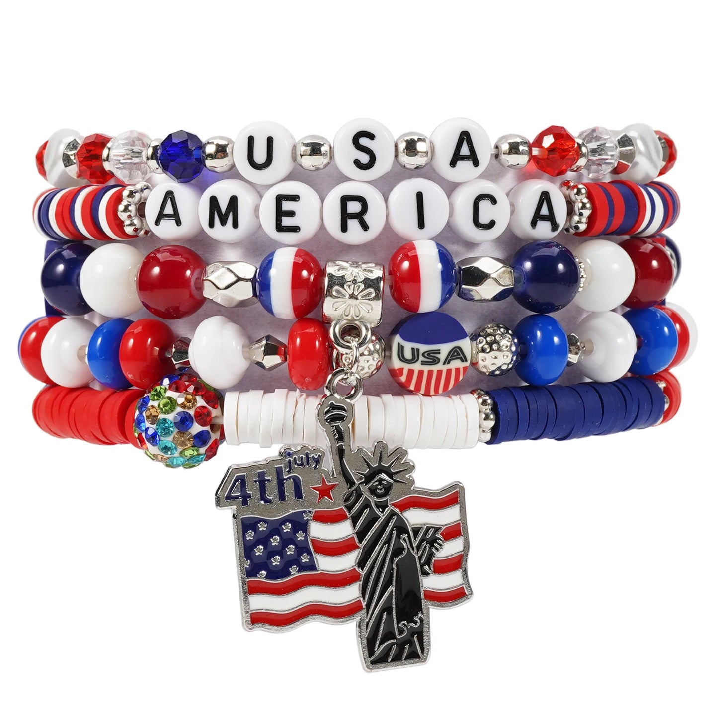 4th of July Bead Bracelet