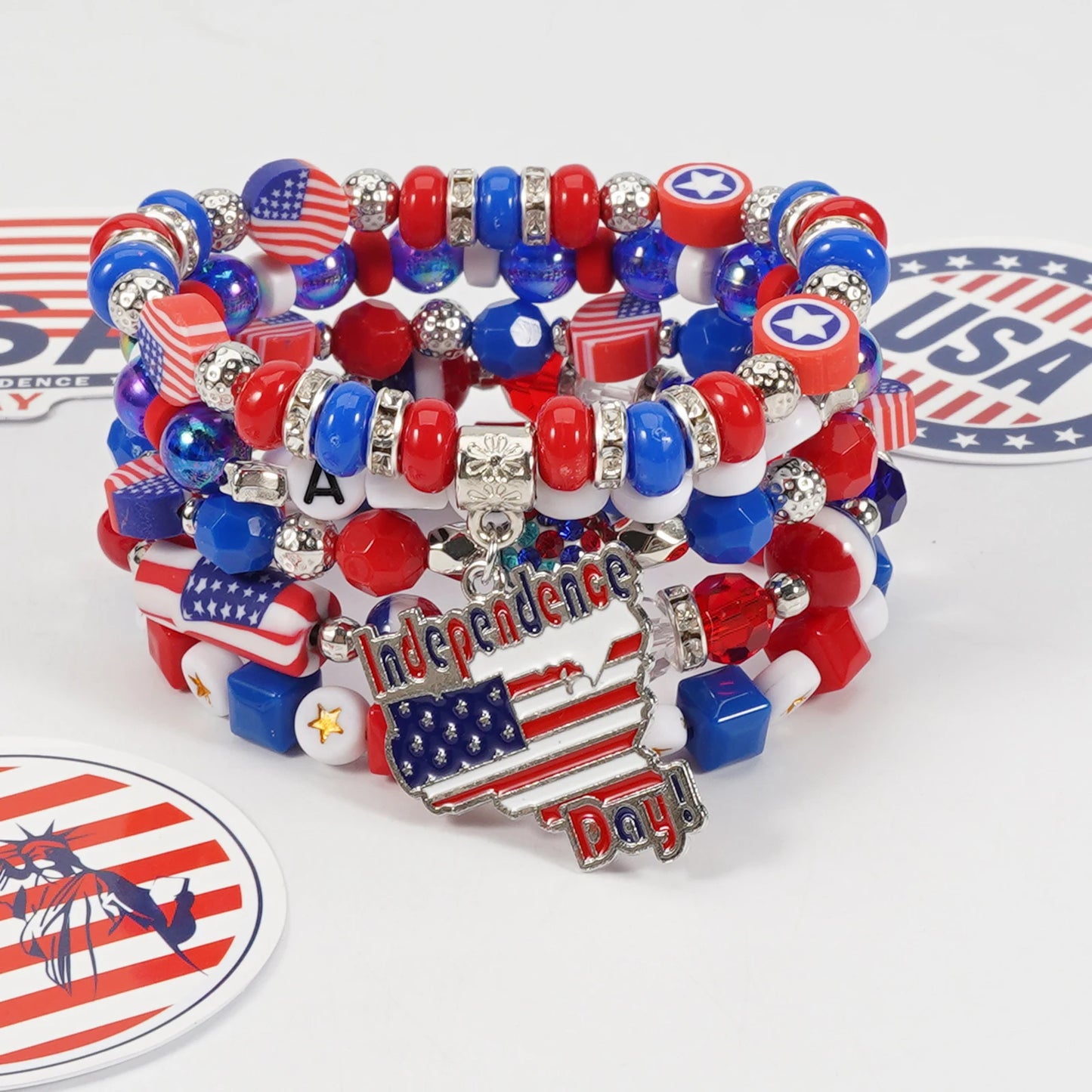 4th of July Bead Bracelet