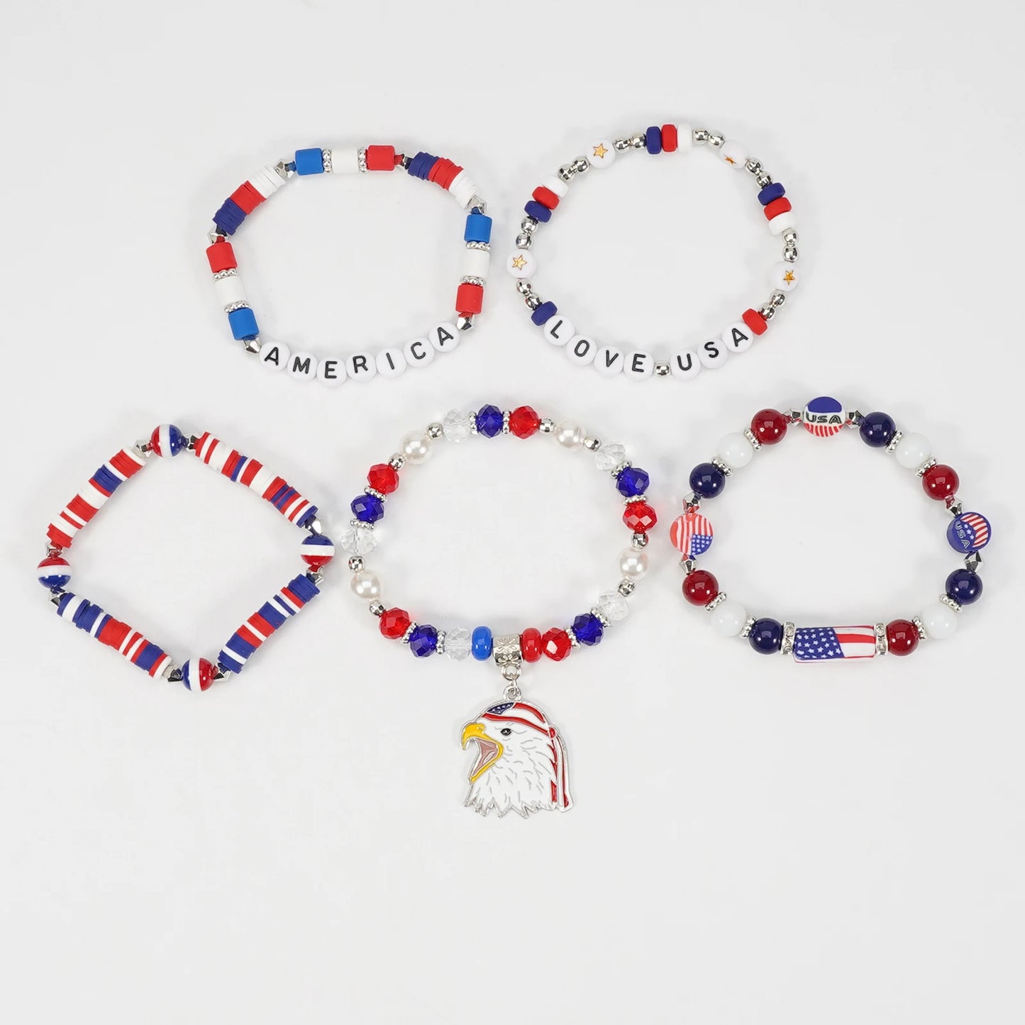 4th of July Bead Bracelet